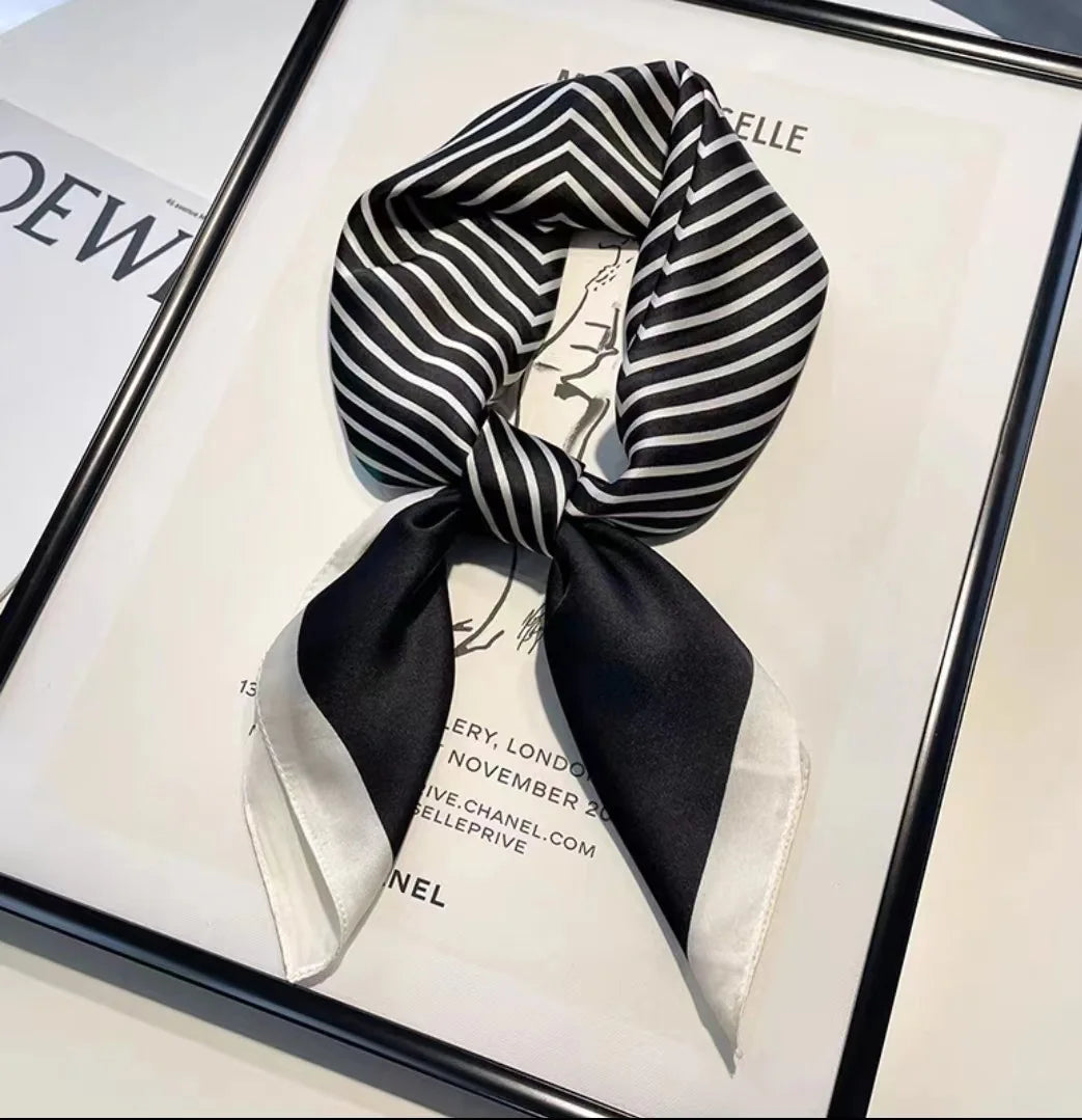 Écharpe/Foulard de style nordique élégant pour toutes les saisons, grand châle carré en fausse soie, étole décorative simple et chic pour adolescentes.