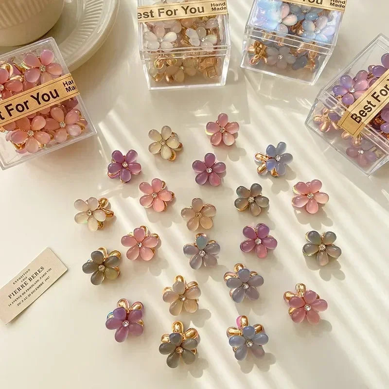 1/10pcs Cute Mini Flower Hairclip Claws Women Girls Colorful Opal Hairpins Sweet Small Headdress Barrettes Accessories