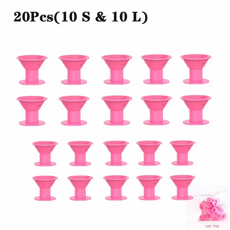 10/20pcs Soft Rubber Hair Curlers Silicone Heatless Hair Rollers Clips No Hurt Hair Rollers Hairdressing DIY Hair Styling Tools