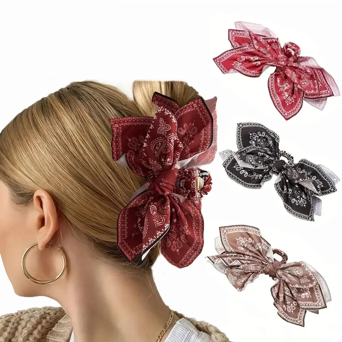 1pc new double-sided cashew flower love grabbing clip butterfly knot hair clip summer vacation shark clip fashion