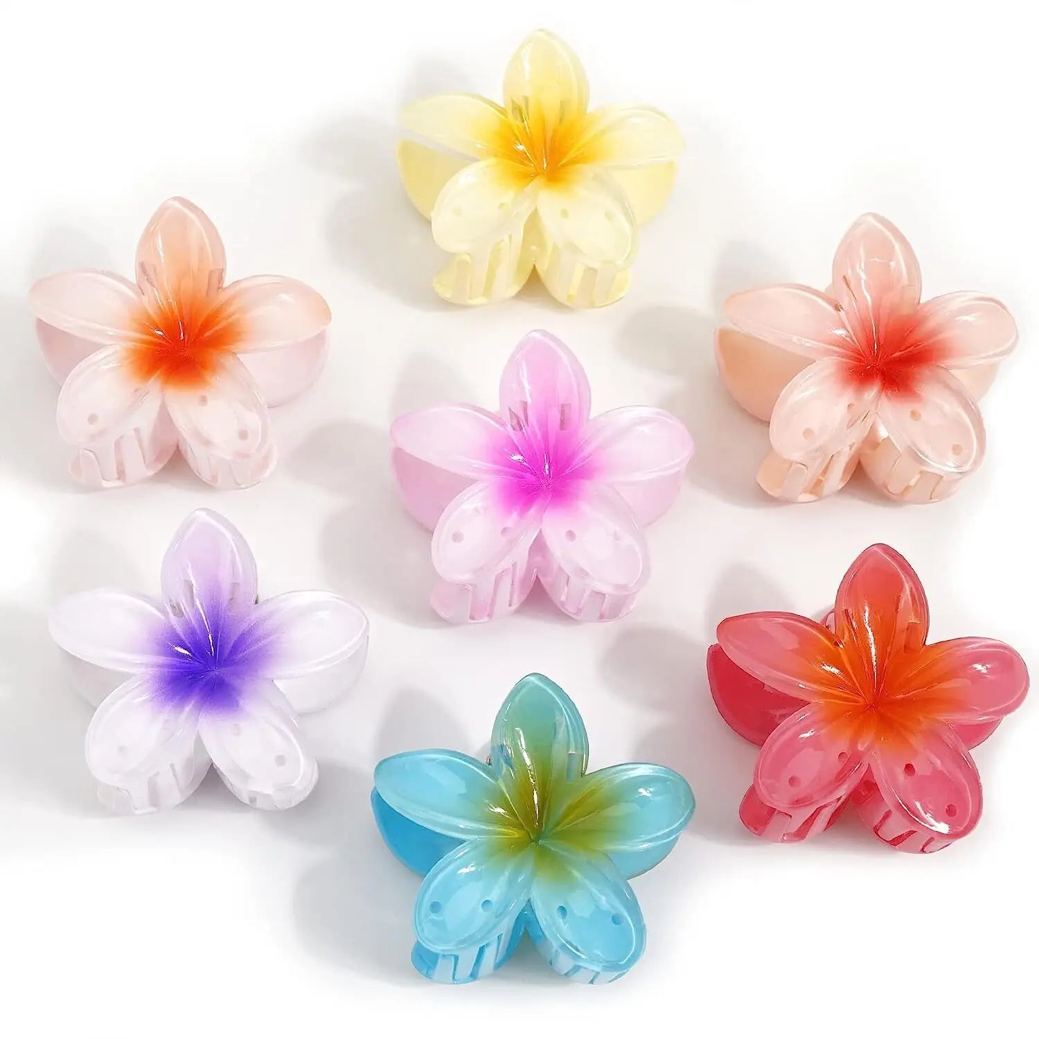 New Hawaiian Gradient Hair Clips Women Flower Hair Claws Shark Hairpins Vacation Beach Style Hairpins Hair Accessories