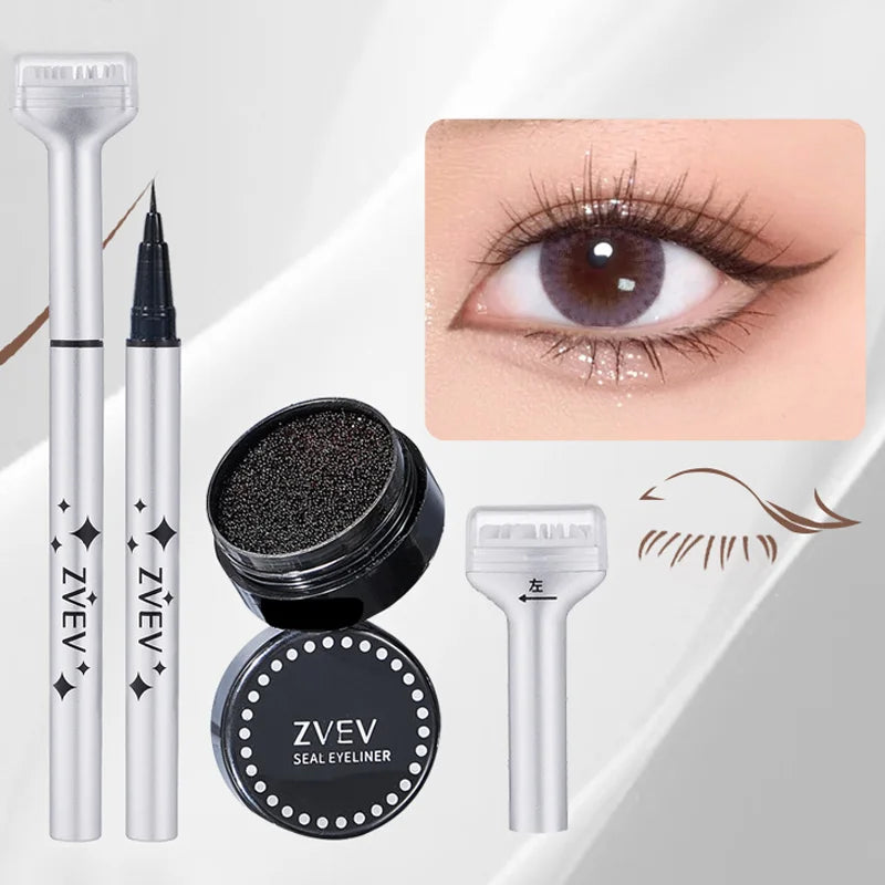 ZVEV Lazy Lower Eyelash Stamp Eyeliner Waterproof Sweatproof Combo Pack No Color Loss 2-in-1 Beginner Convenient