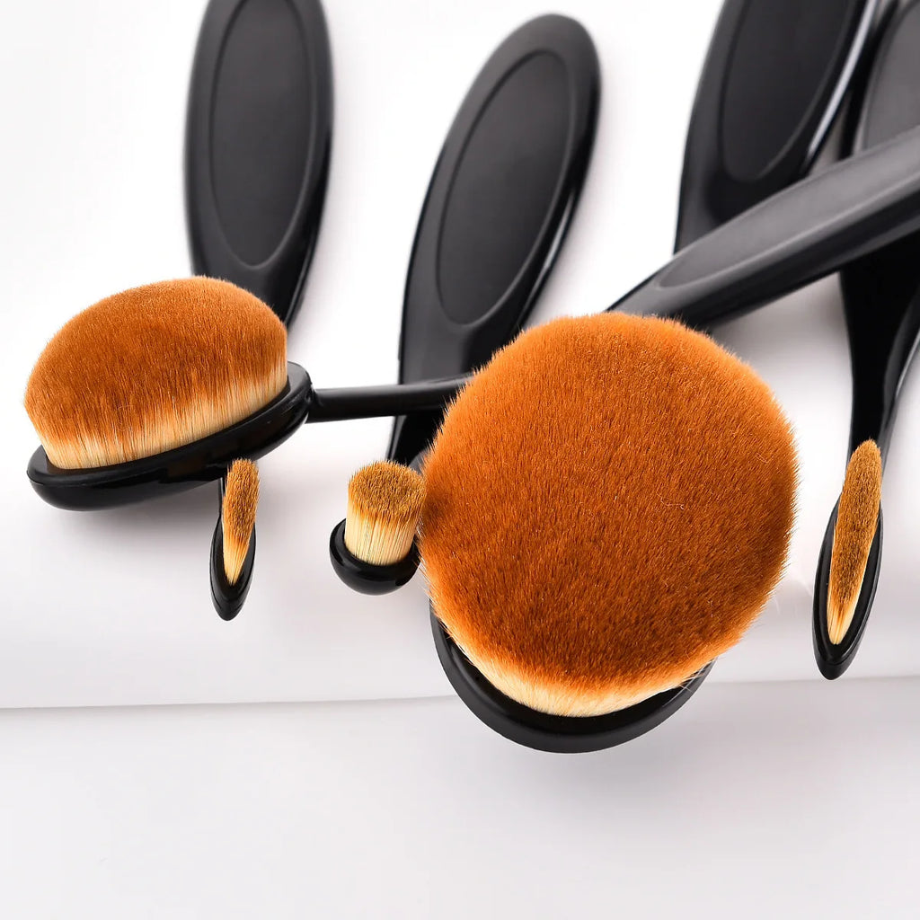 5Pcs Oval Makeup Brushes Portable Toothbrush Oval Nylon Hair Cosmetic Makeup Blush Face Foundation Blending Brush Makeup Tool