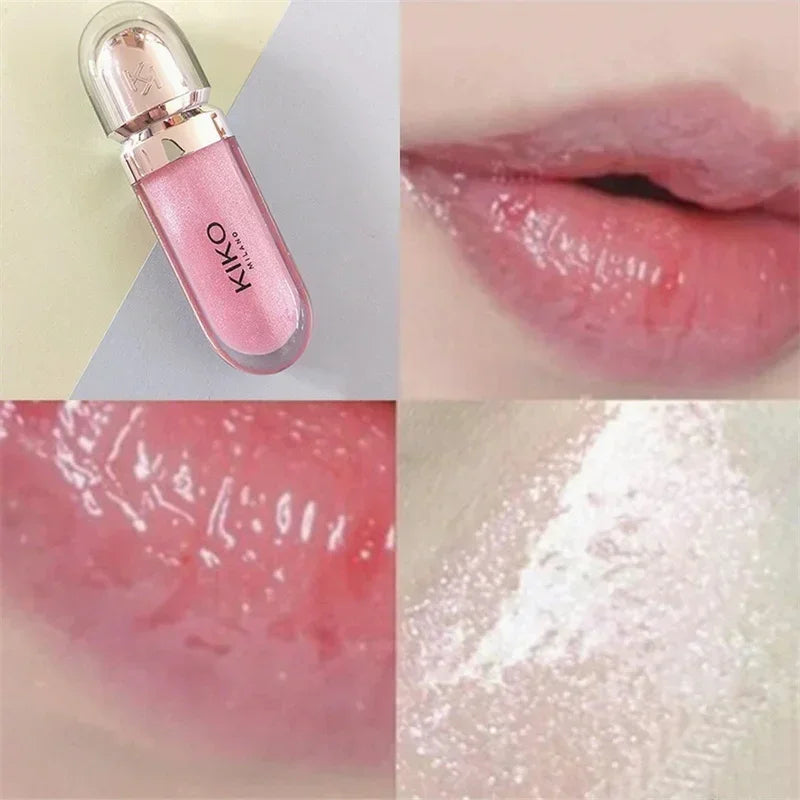 3D Liquid Lip Glaze Transparent Lip Gloss Mirror Lipstick Nourishing Glossy Full Lips Not Fading Milk Tea Bean Paste Makeup