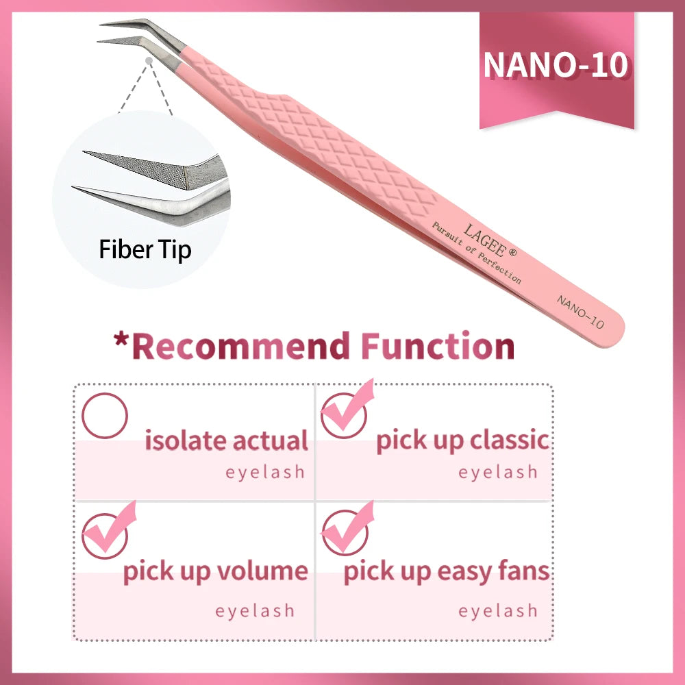 LAGEE Fiber Tip Eyelash Extension Tweezer Volume Isolation Precise Lash Tweezers Nano Technology Eyebrow from Nagaraku Makeup
