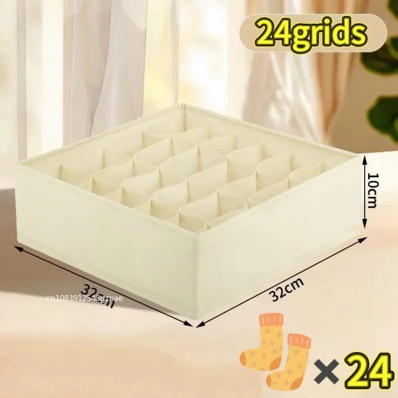 4pcs/1set Underwear Storage Box Foldable Non-woven Storage Box Six-piece Set Underwear Bra Socks Drawer Storage Finishing Box