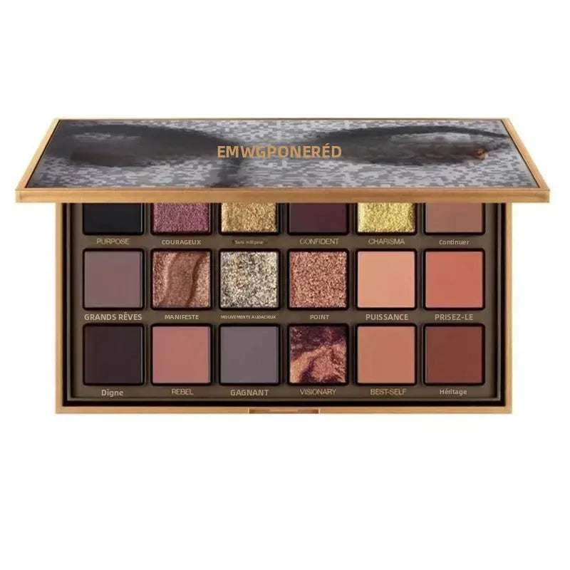 HUDA Beauty 18-Color Eyeshadow Palette Empowered Reverse Rose Pearlescent Rose Gold Finish for Smokey Eye Makeup