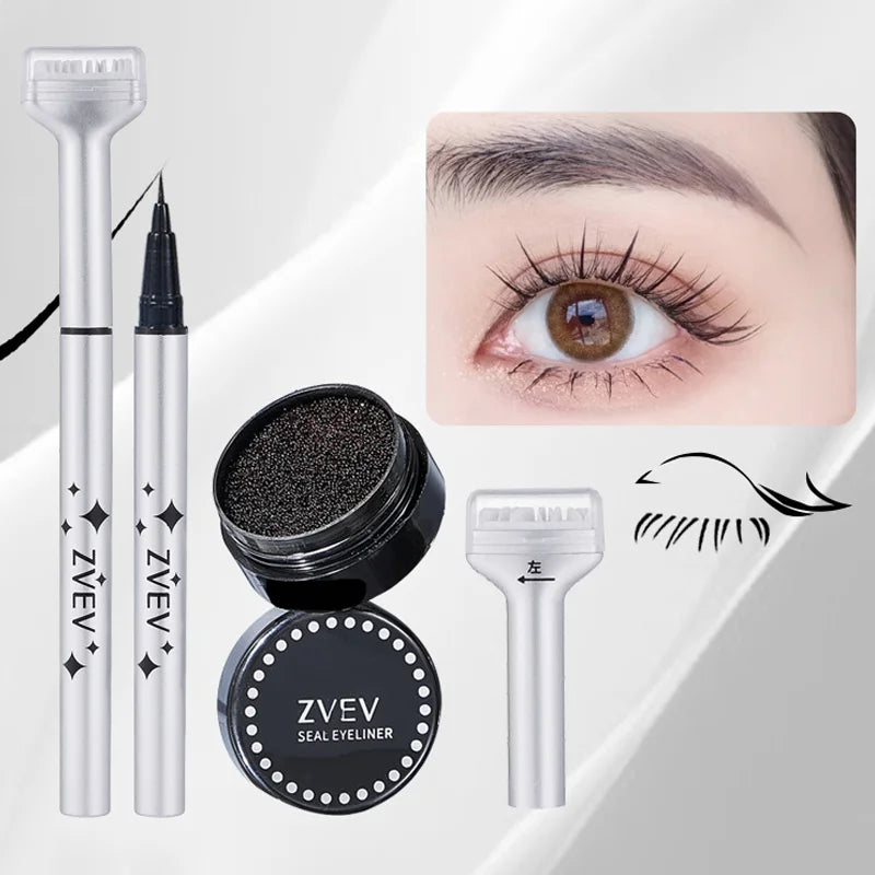 ZVEV Lazy Lower Eyelash Stamp Eyeliner Waterproof Sweatproof Combo Pack No Color Loss 2-in-1 Beginner Convenient