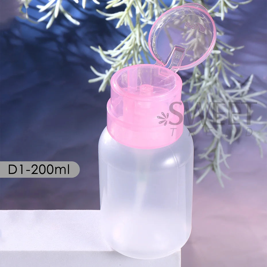 100/200ml Empty Press Pump Dispenser Plastic Lockable Leak-proof Nails Polish Remover Pressed Bottle Makeup Tools Liquid Storage