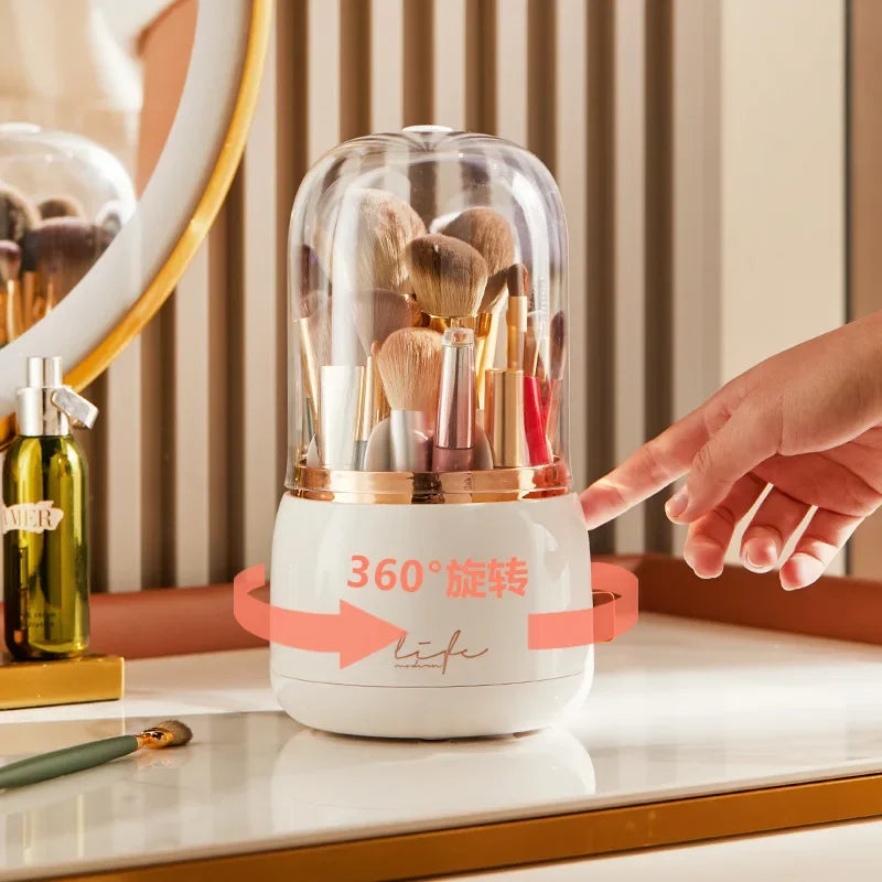 360° Rotating Makeup Organizer Brush Holder Cosmetic Storage Box Pen Case Lipstick Organizer - Clear Plastic Makeup Storage