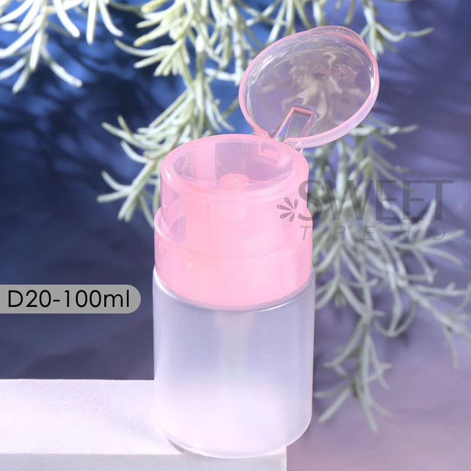 100/200ml Empty Press Pump Dispenser Plastic Lockable Leak-proof Nails Polish Remover Pressed Bottle Makeup Tools Liquid Storage