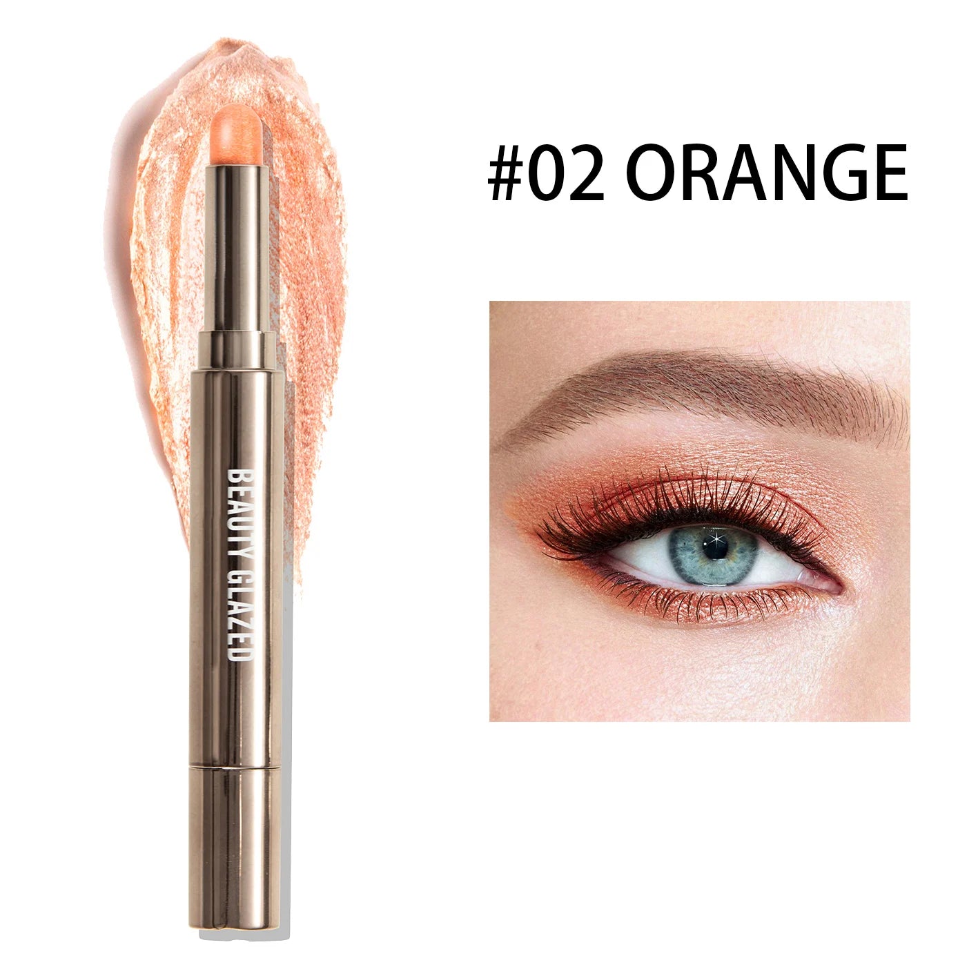 10 Color Double-Ended Eyeshadow Stick Portable Pearlescent Long-Lasting Makeup Pen with Sponge Brush for Easy Contouring