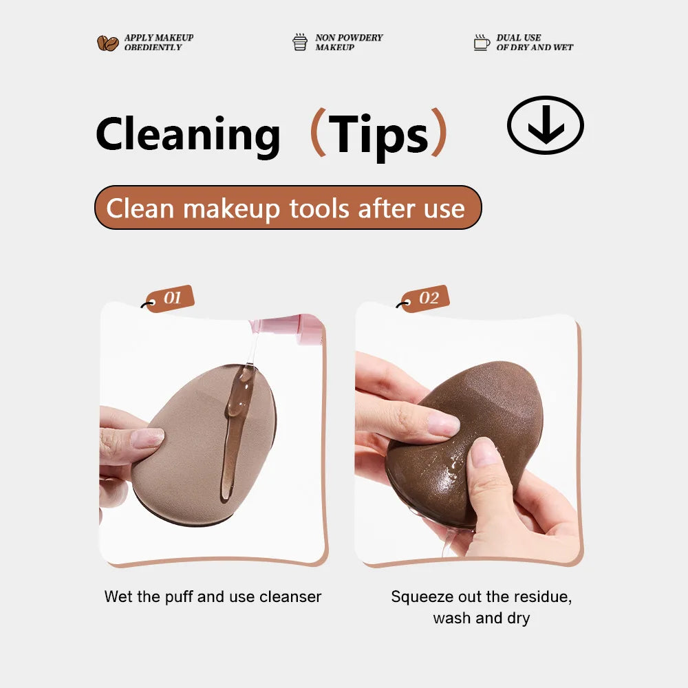 GECOMO Two-pack Powder Puff Set Box with Mirror, Wet And Dry Dual Use, Super Soft Makeup Sponge And Loose Powder Air Cushion